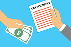 Hands holding cash and a car insurance policy