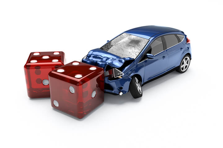 Concept image for insurance risk or taking chances on being uninsured