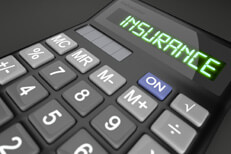 Calculator with insurance spelled on LCD display