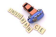 Two car rollover high viewpoint sliding through insurance letters isolated on white