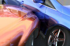 Two car accident close up of damage