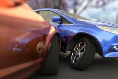 Two car accident shallow depth of field