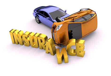 Two car rollover accident isolated on white background sliding through shiny gold insurance letters