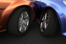 Two car accident close up damage