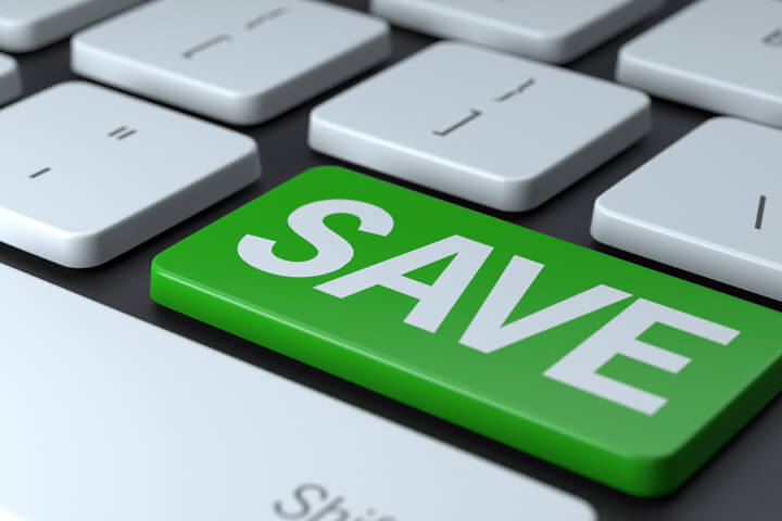 Laptop keyboard with large green save key