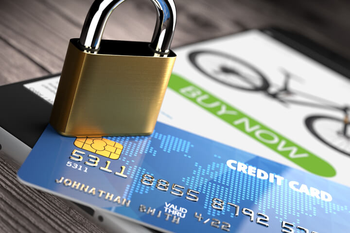 Mobile phone with credit card and padlock concept for secure mobile payments