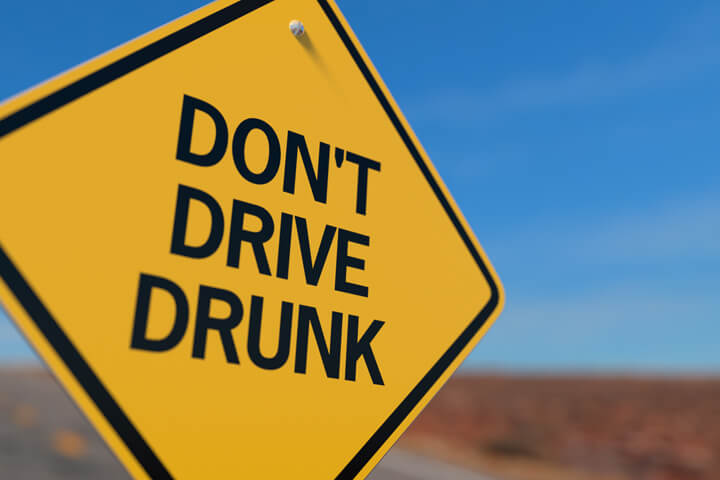 Yellow road sign reading Dont Drink and Drive