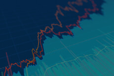 Stock price area chart compared to other overall market price levels