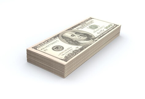 Stack of 100 dollar bills isolated on white background free stock image