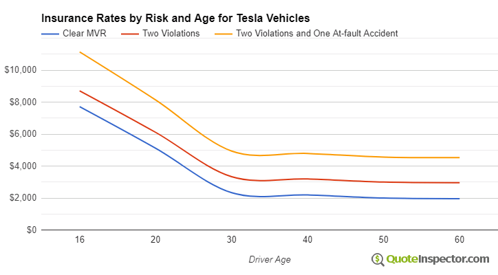 Tesla insurance by risk and age